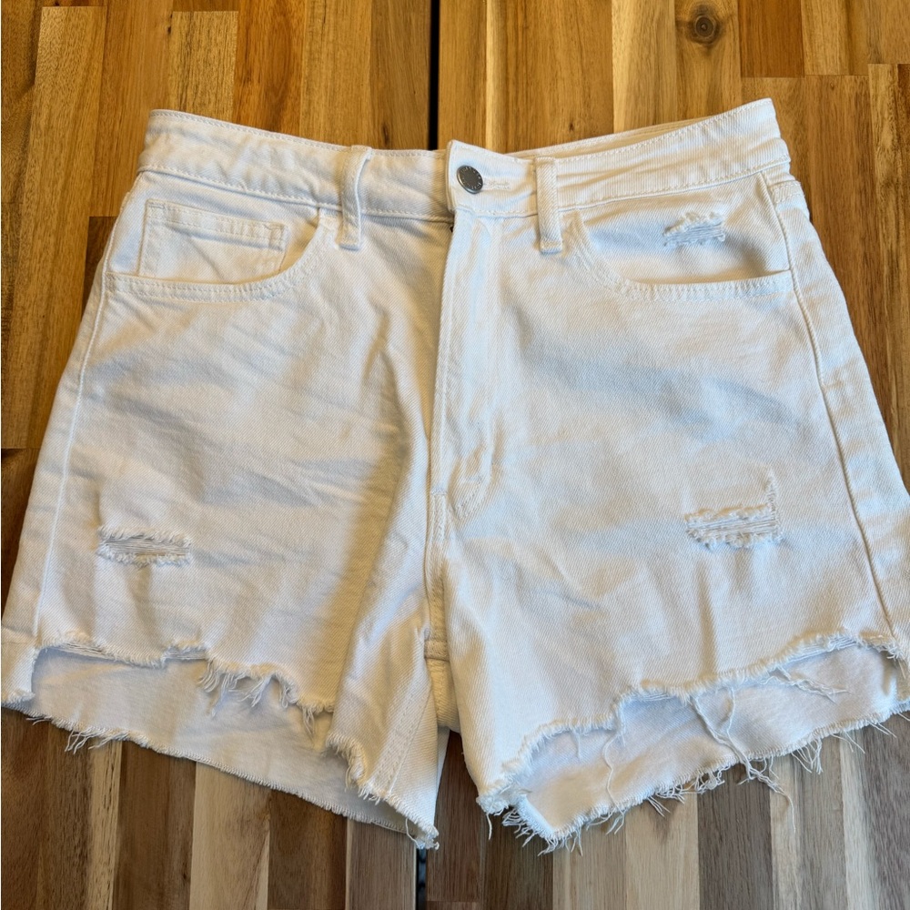 Just USA White Distressed Jean Shorts High-Waisted
